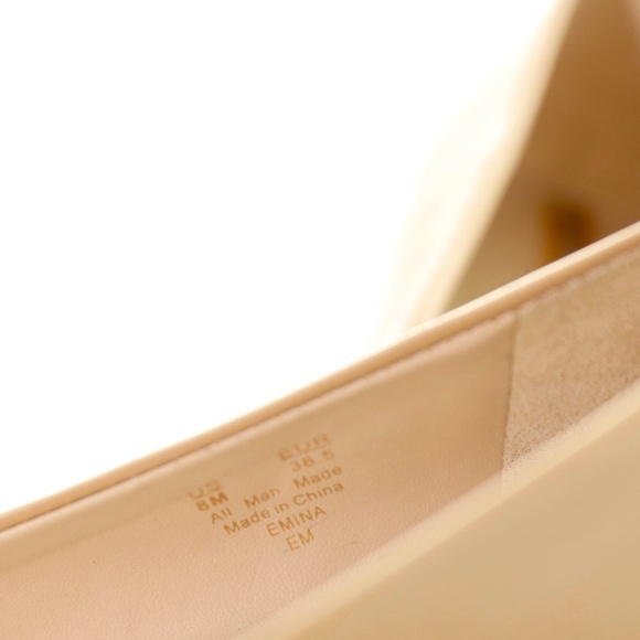 Sam Edelman Emina Square Toe Nude Shiny Flats 8M Like New Logo Classic Neutral - Picture 6 of 7